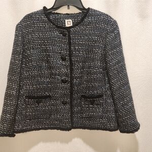 Anne Klein  Blue and White Tweed Jacket (16)
